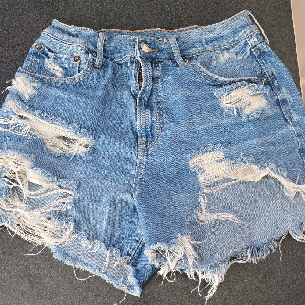 American Eagle Outfitters Blue Distressed Jean Shorts